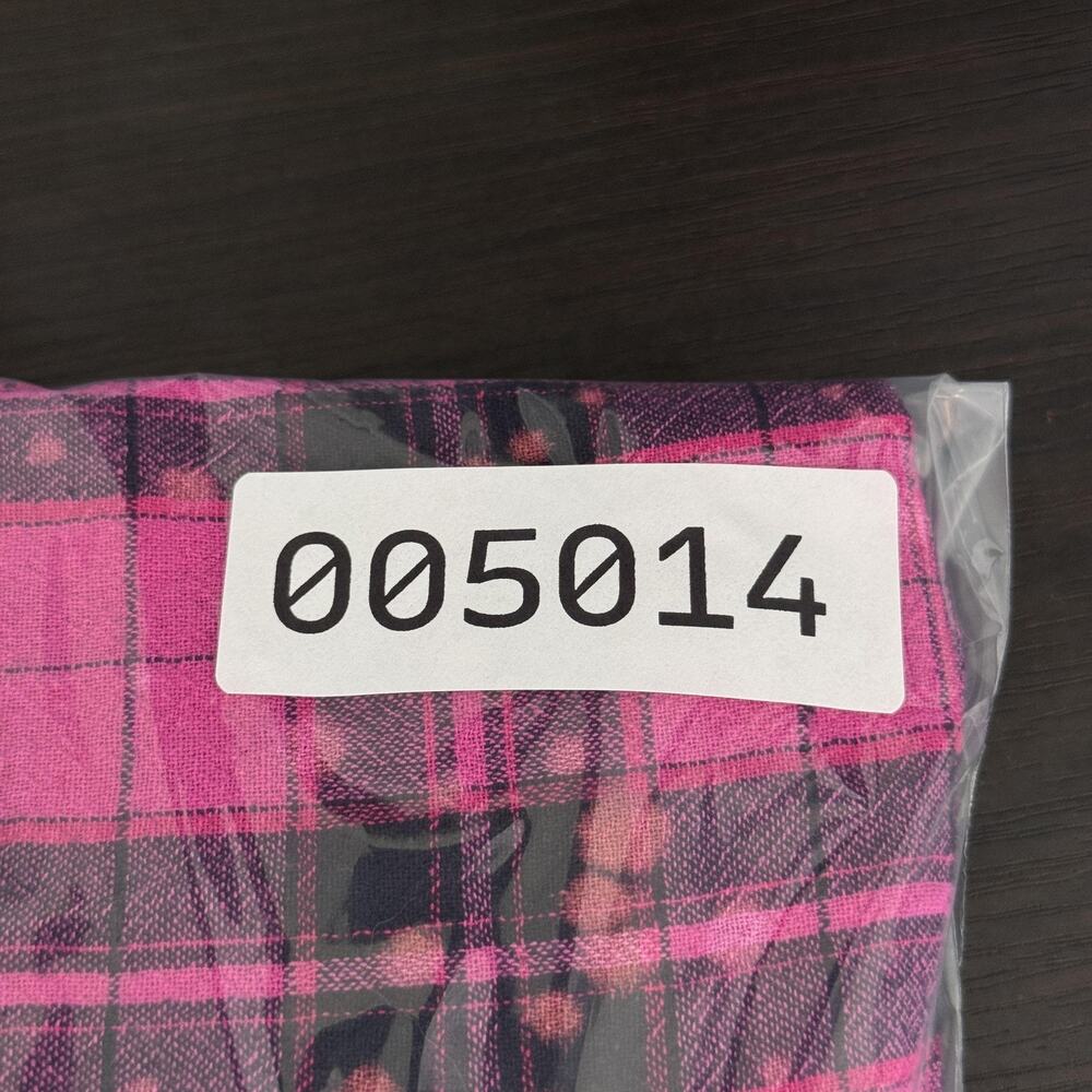 Desigual Shirt Womens Small Plaid Studded Flannel Graphic Patch Grunge Pink - Picture 14 of 14